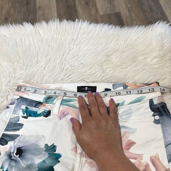 7 FOR FOR ALL MANKIND Floral Print The Ankle Skinny Jeans Size 26 - Picture 9 of 13